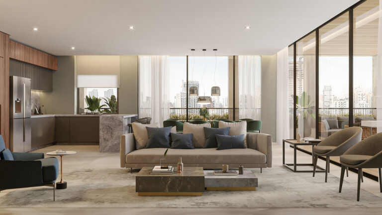 Cozinha integrada ao living